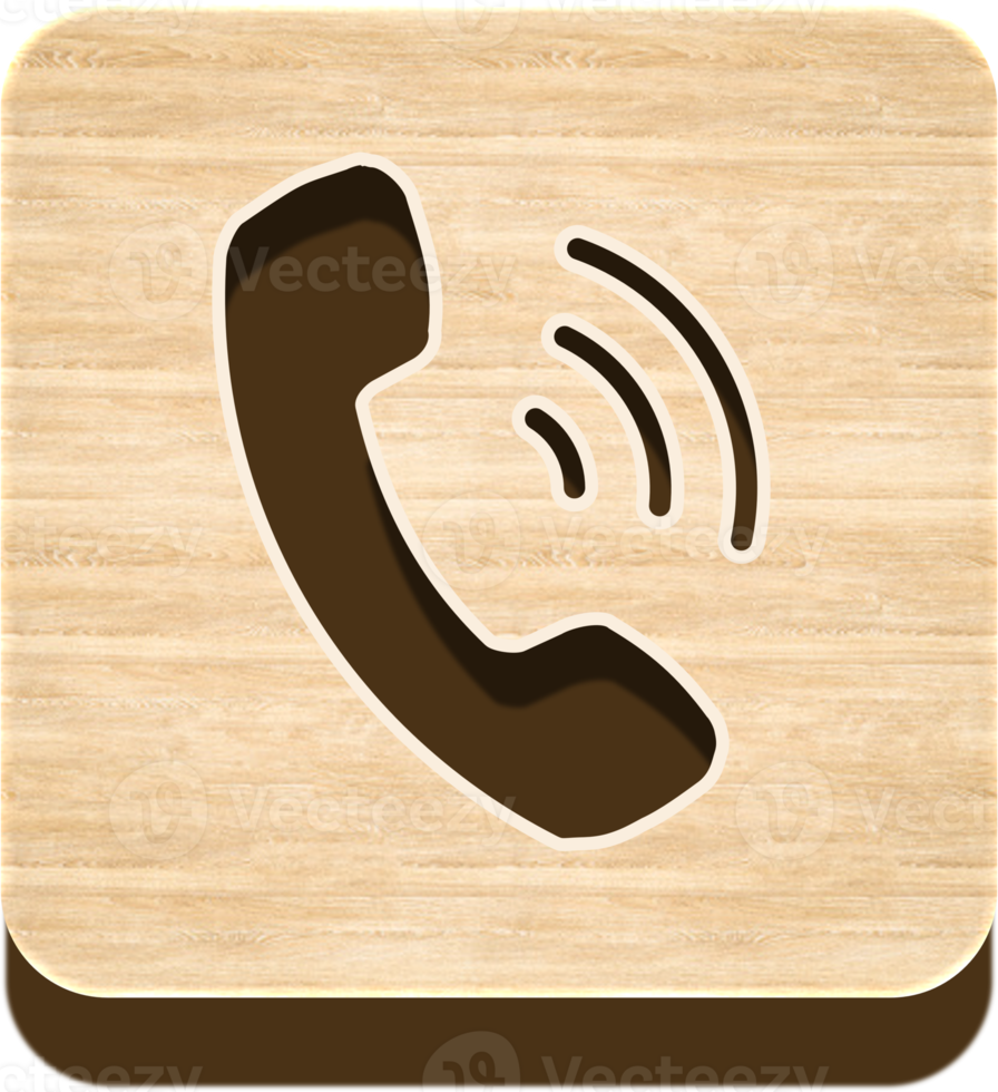 bouton de téléphone en bois, icône en bois png