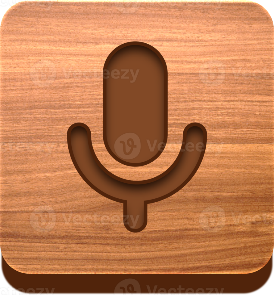 bouton de microphone en bois, icône en bois png