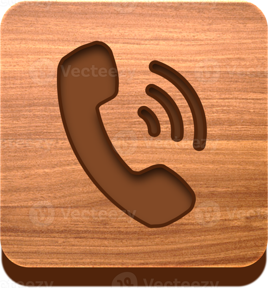 bouton de téléphone en bois, icône en bois png