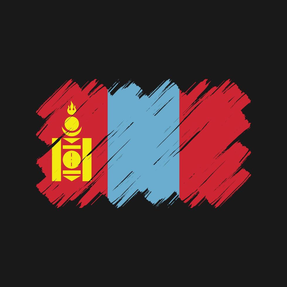 trazos de pincel de bandera de mongolia. bandera nacional vector