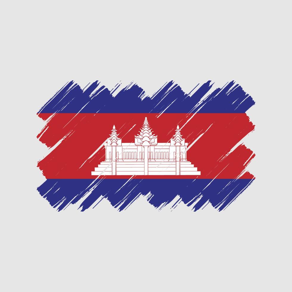 trazos de pincel de la bandera de camboya. bandera nacional vector