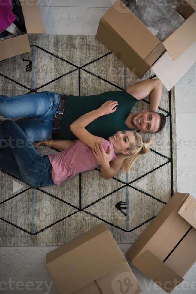 Top view of attractive young couple photo