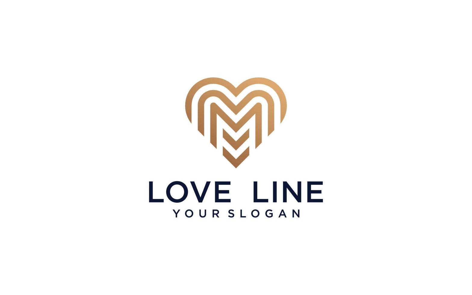 Heart vector symbol. Valentines day ribbon logotype. Abstract line medical health logo