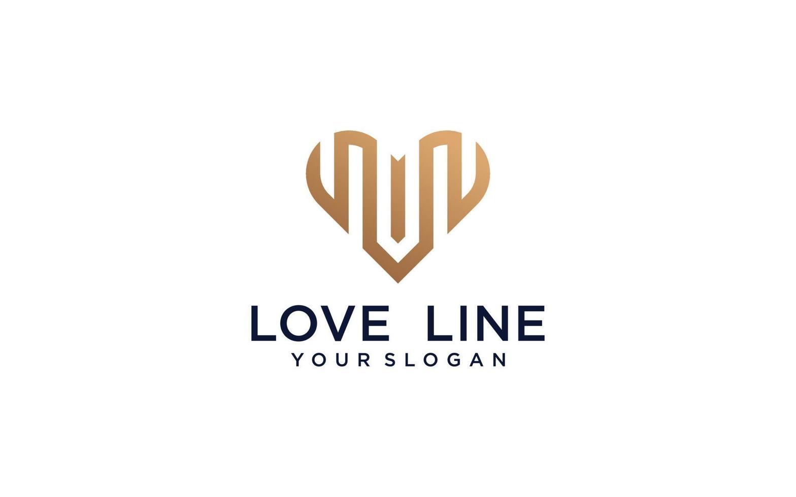 Heart vector symbol. Valentines day ribbon logotype. Abstract line medical health logo