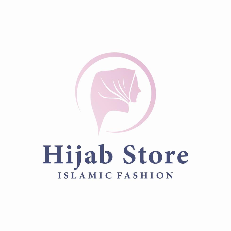 modern women hijab shop logo design vector