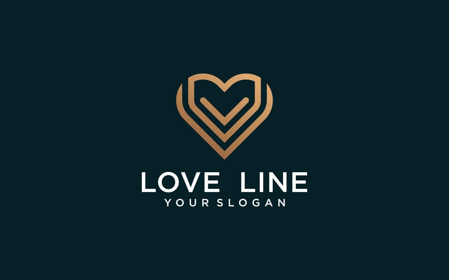 Heart vector symbol. Valentines day ribbon logotype. Abstract line medical health logo