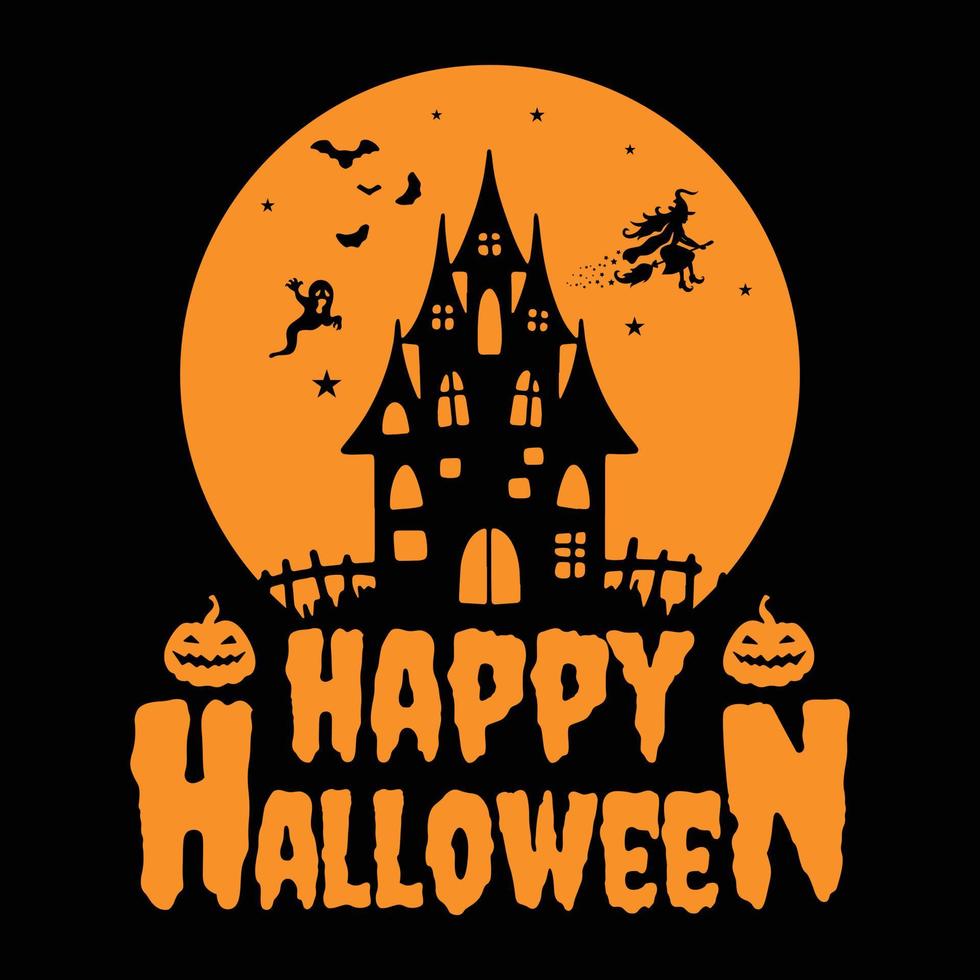 diseño de camiseta de feliz halloween este diseño es perfecto para camisetas, carteles, tarjetas, tazas y más. vector en forma de eps y capas editables