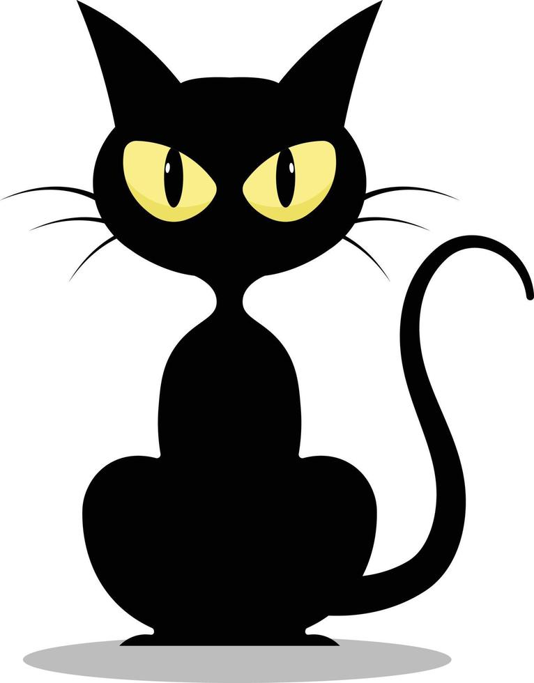 um gato preto raivoso e sombrio está sentado. estilo de desenho animado  plano 7835007 Vetor no Vecteezy