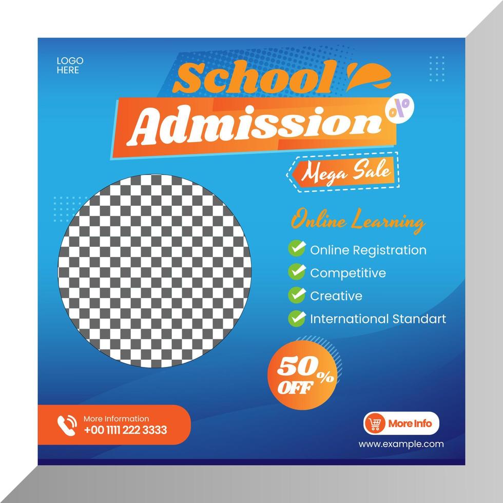 Social media posts school admission banner social media layout vector