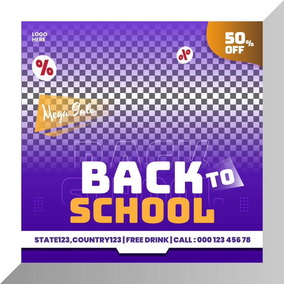 Social media posts school admission banner promotional social media layout vector