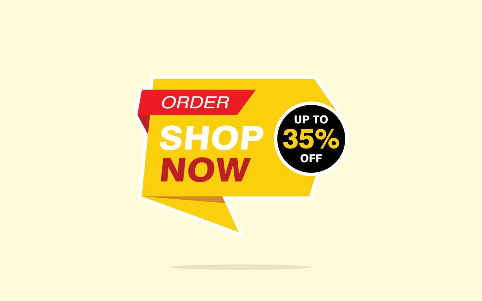 35 Percent discount offer, clearance, promotion banner layout with sticker badge. vector