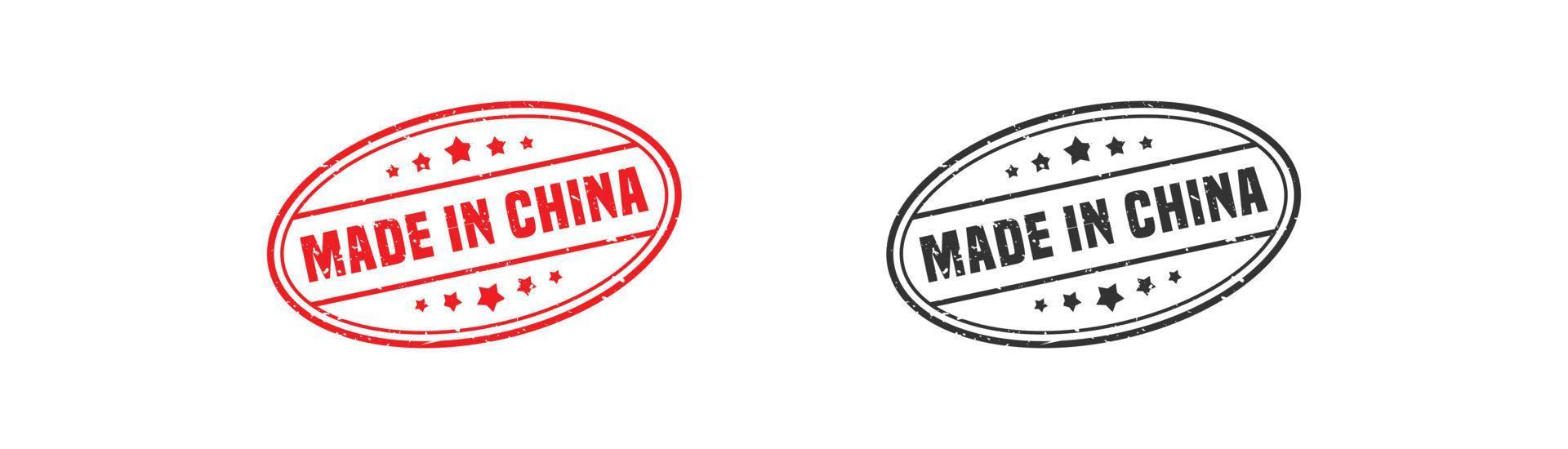 Made in china stamp rubber with grunge style on white background. vector