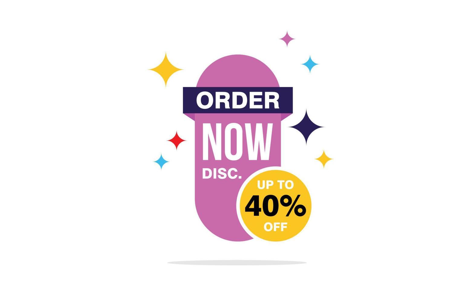 40 Percent discount offer, clearance, promotion banner layout with sticker badge. vector