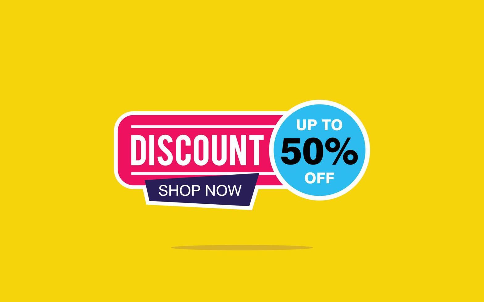 50 Percent discount offer, clearance, promotion banner layout with sticker badge. vector
