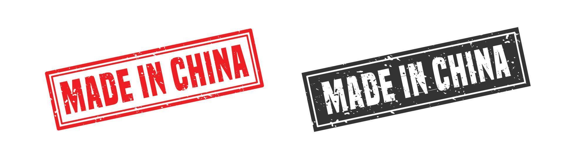 Made in china stamp rubber with grunge style on white background. vector