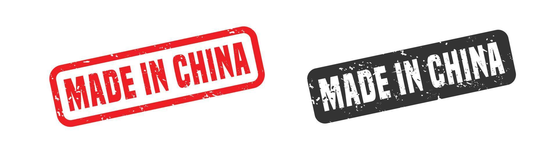 Made in china stamp rubber with grunge style on white background. vector