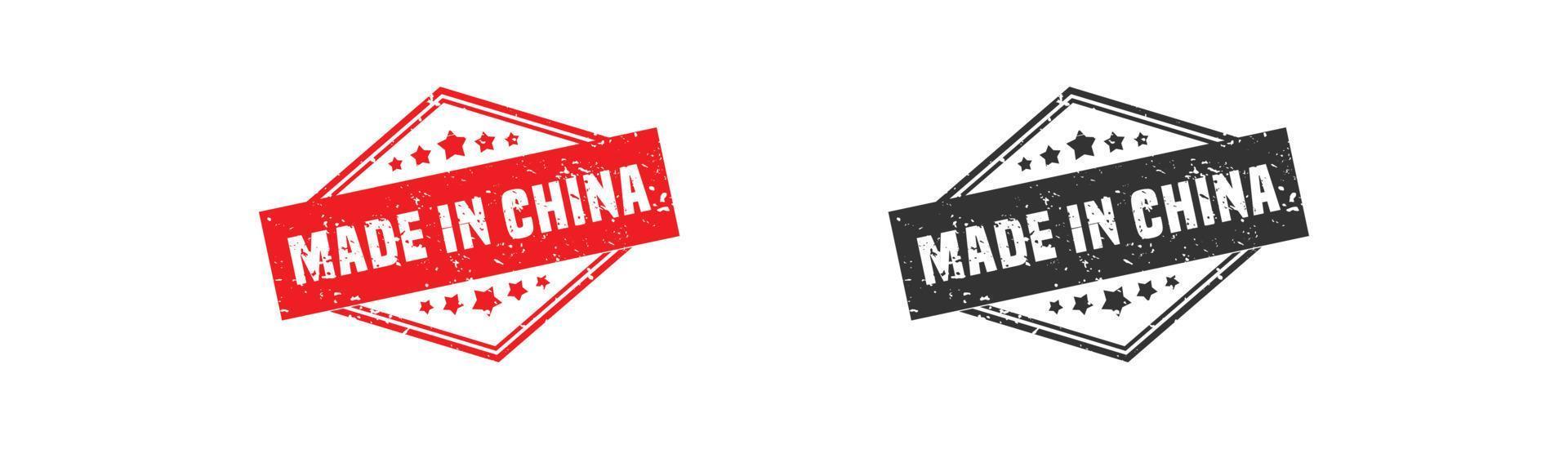 Made in china stamp rubber with grunge style on white background. vector