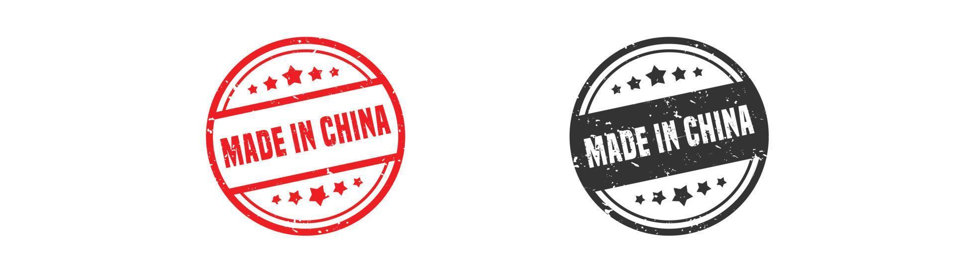 Made in china stamp rubber with grunge style on white background. vector