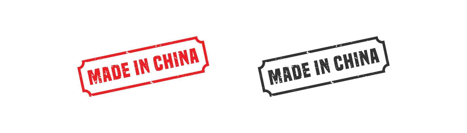 Made in china stamp rubber with grunge style on white background. vector