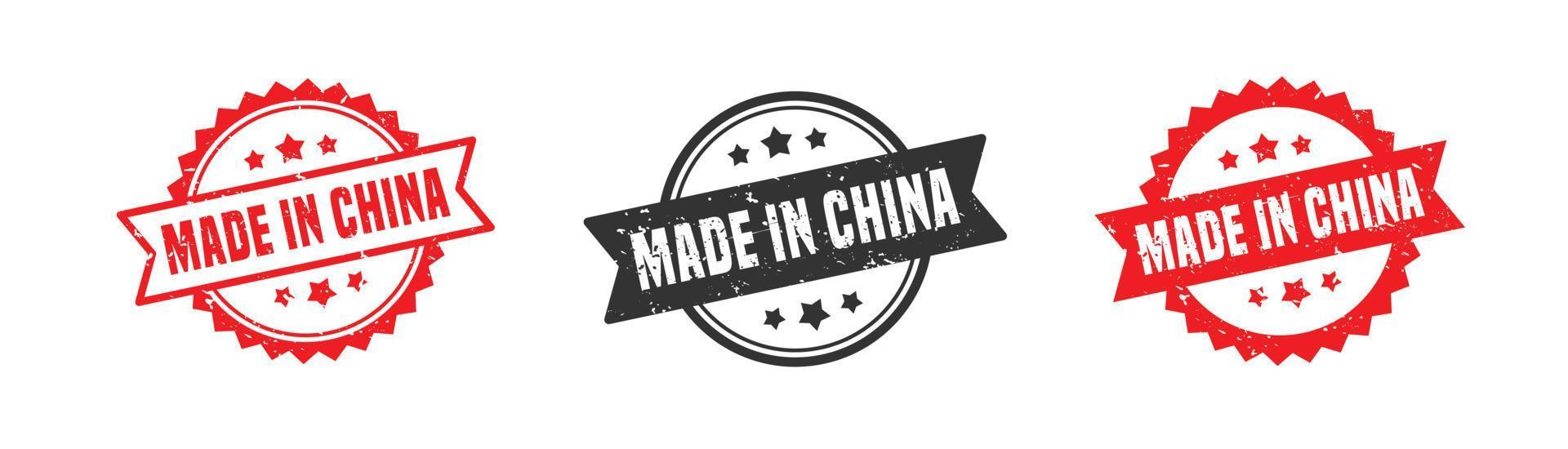 Made in china stamp rubber with grunge style on white background. vector