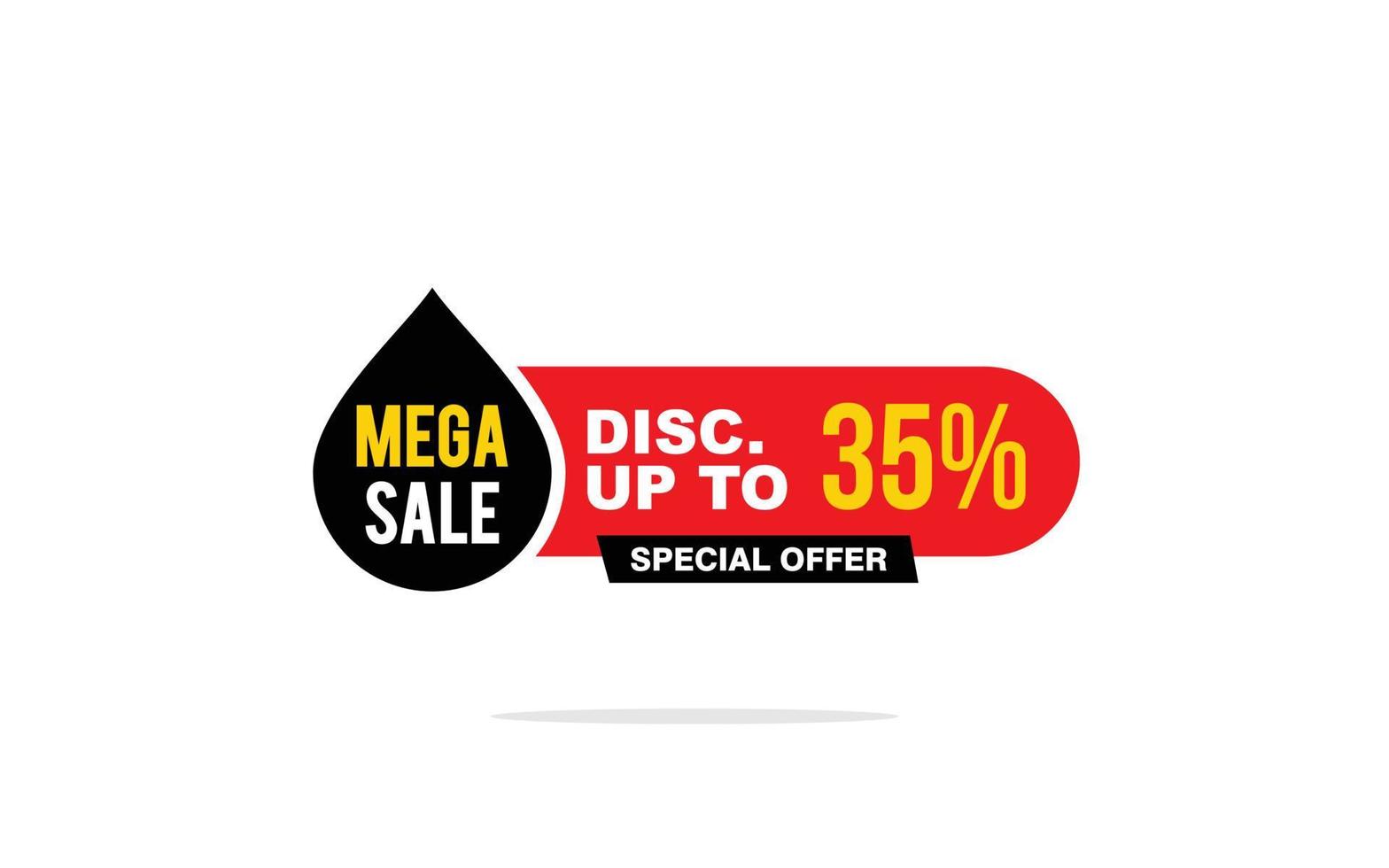 35 Percent discount offer, clearance, promotion banner layout with sticker badge. vector