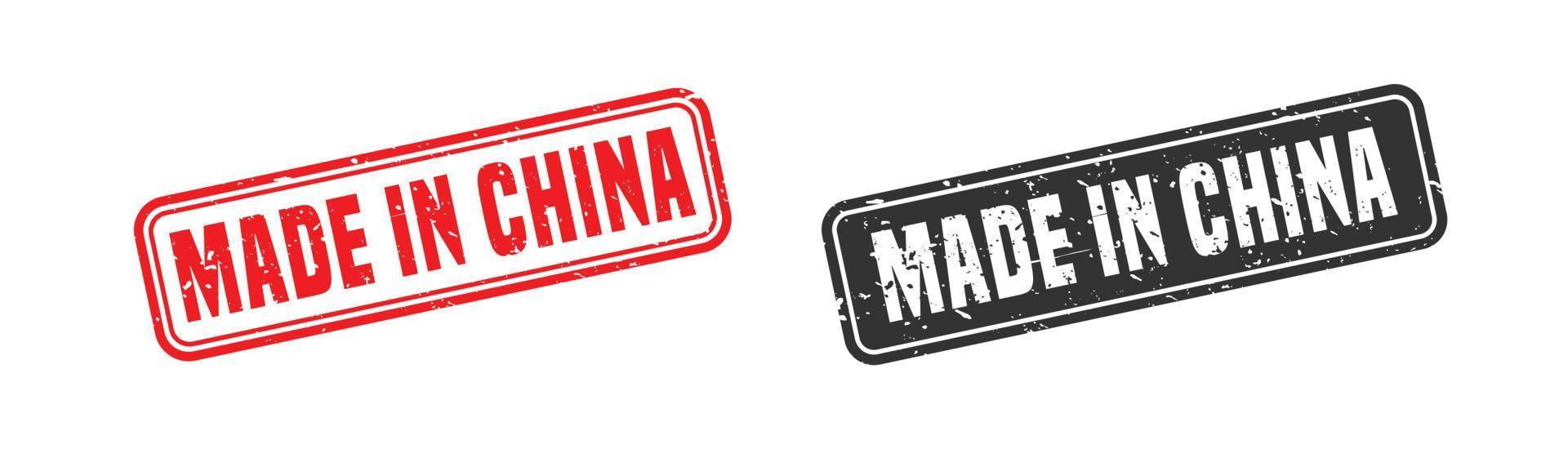 Made in china stamp rubber with grunge style on white background. vector