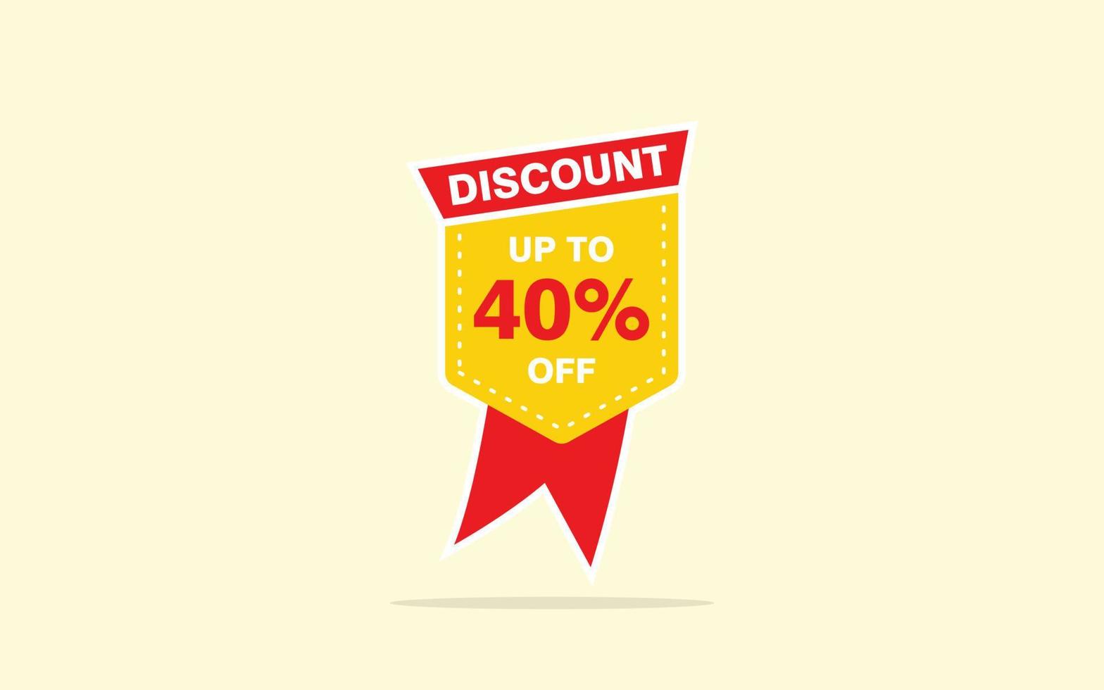 40 Percent discount offer, clearance, promotion banner layout with sticker badge. vector