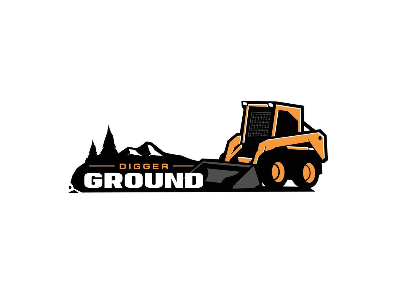 Skid steer logo vector for construction company. Land clearing equipment template vector illustration for your brand.