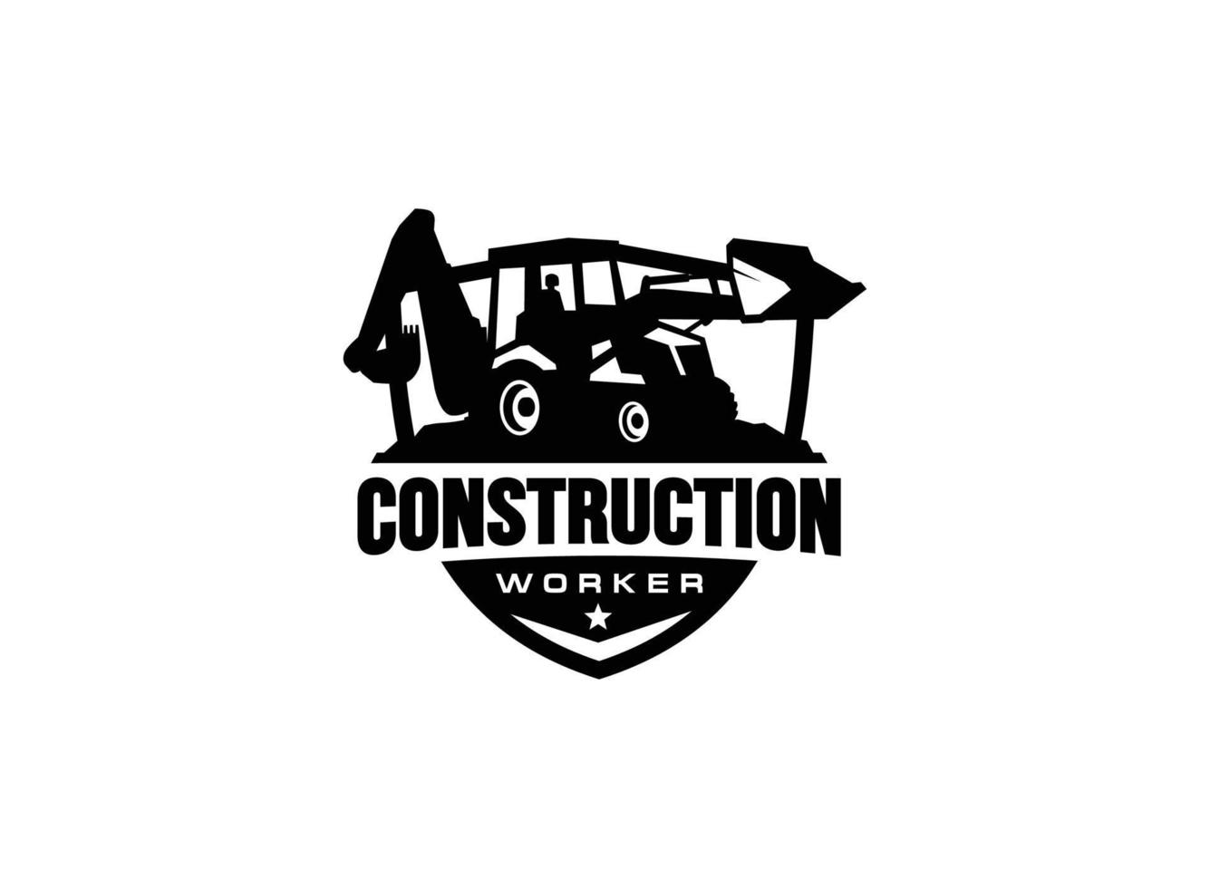 Backhoe logo vector for construction company. Heavy equipment template vector illustration for your brand.