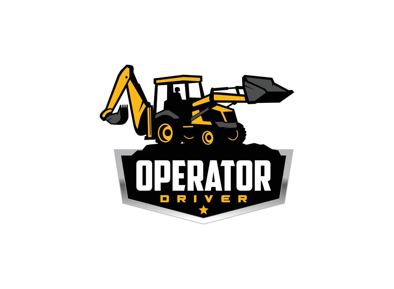 Excavator Backhoe logo vector for construction company. Heavy equipment template vector illustration for your brand.