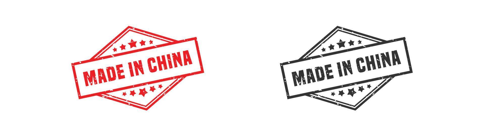 Made in china stamp rubber with grunge style on white background. vector