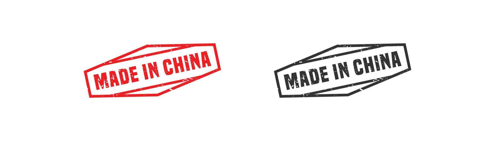 Made in china stamp rubber with grunge style on white background. vector