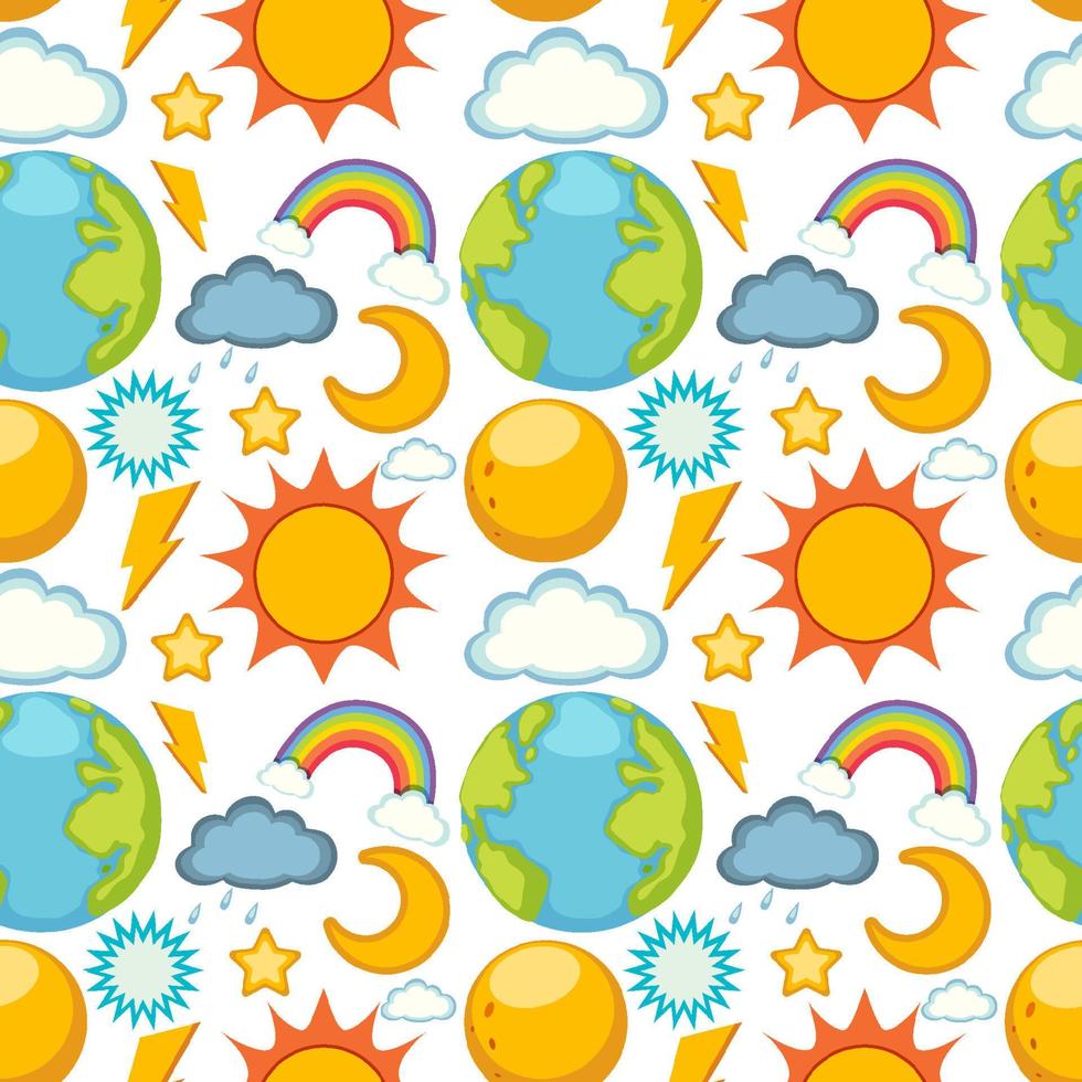 Weather icons seamless pattern vector
