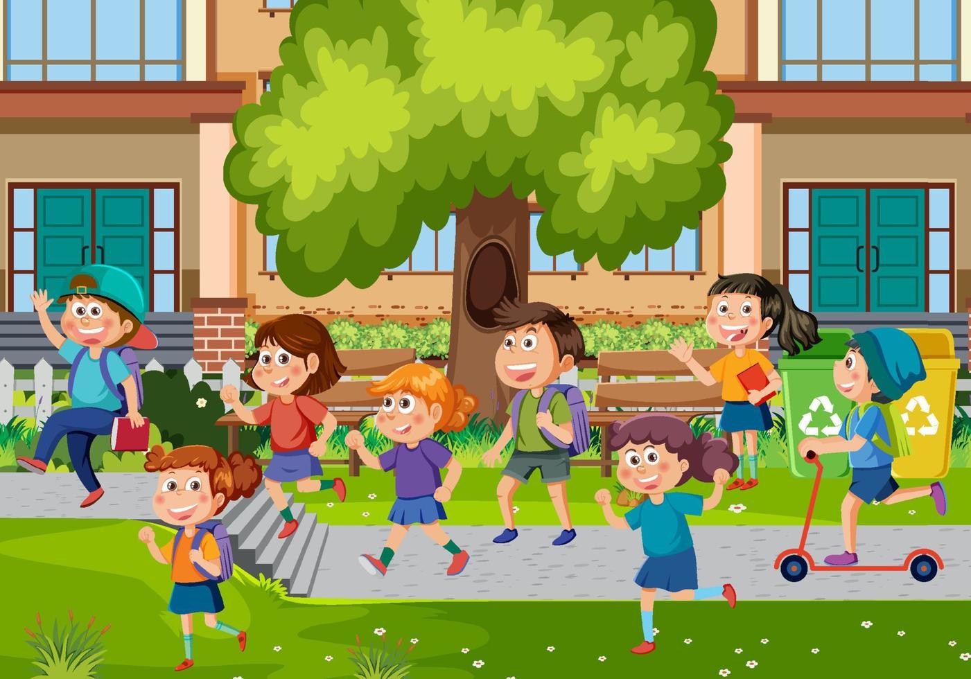 Happy children at school vector