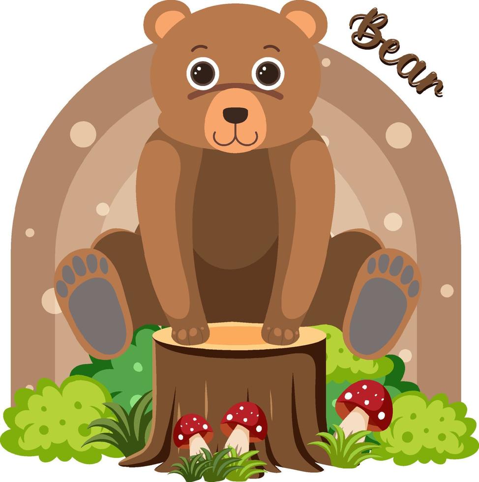 Cute bear in cartoon flat style vector