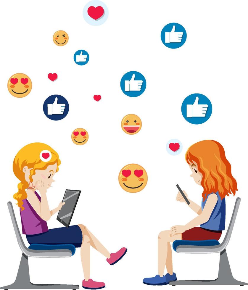 People using social media with icons vector