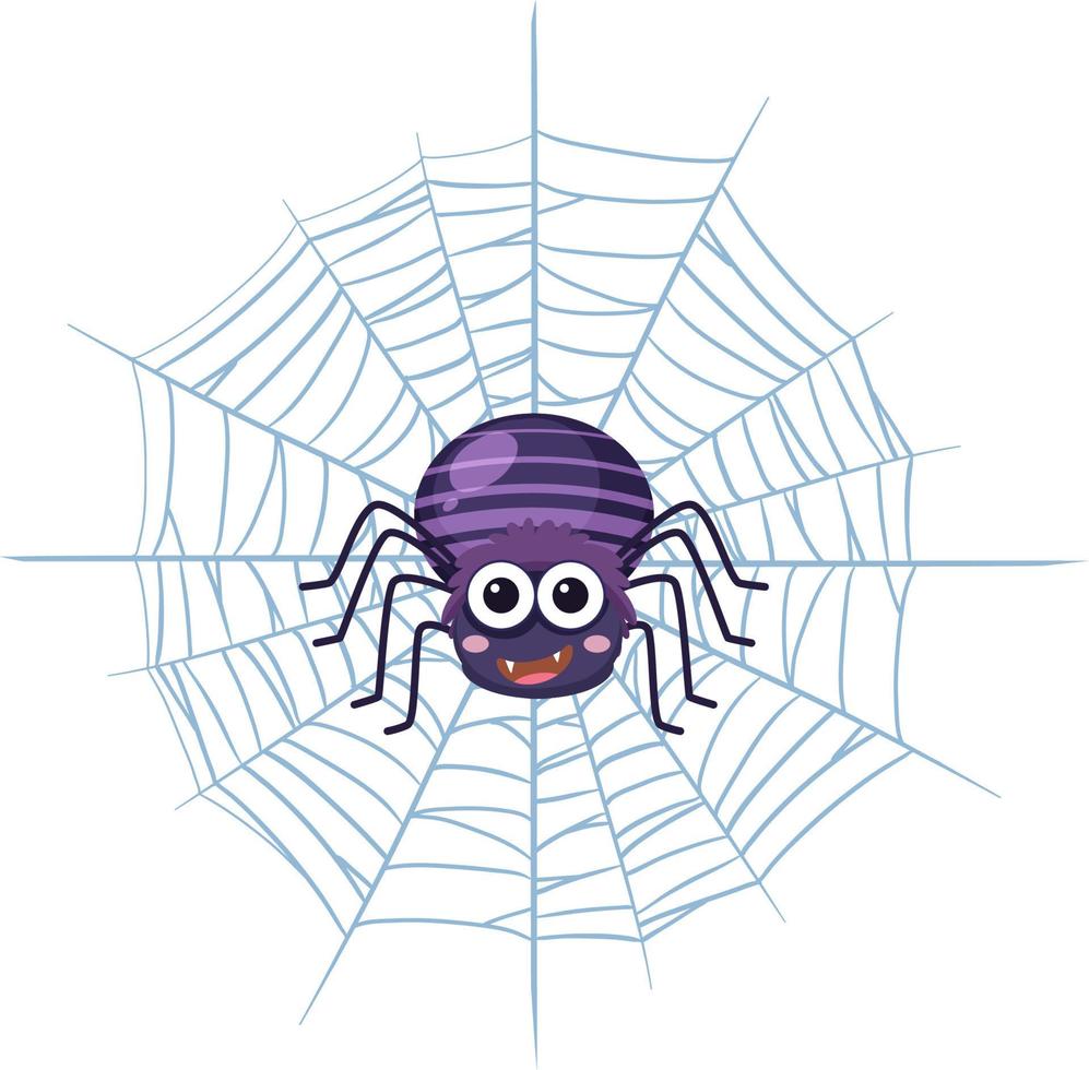 Spider on spiderweb isolated cartoon vector