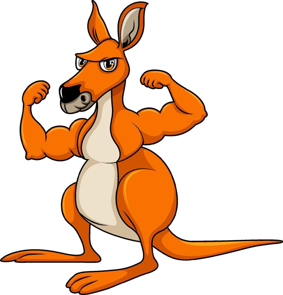 Muscular kangaroo cartoon character vector