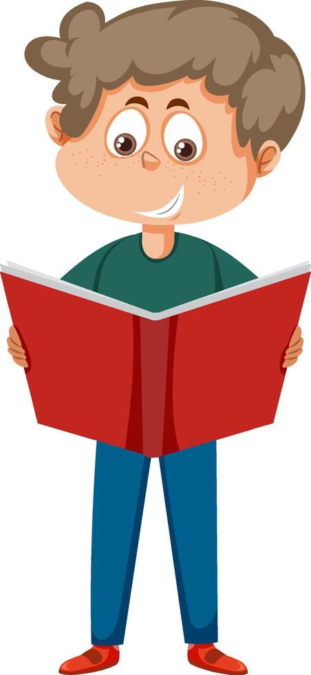 A boy reading a book cartoon vector