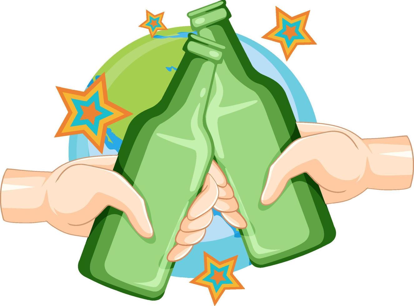 Hands holding alcohol bottles vector