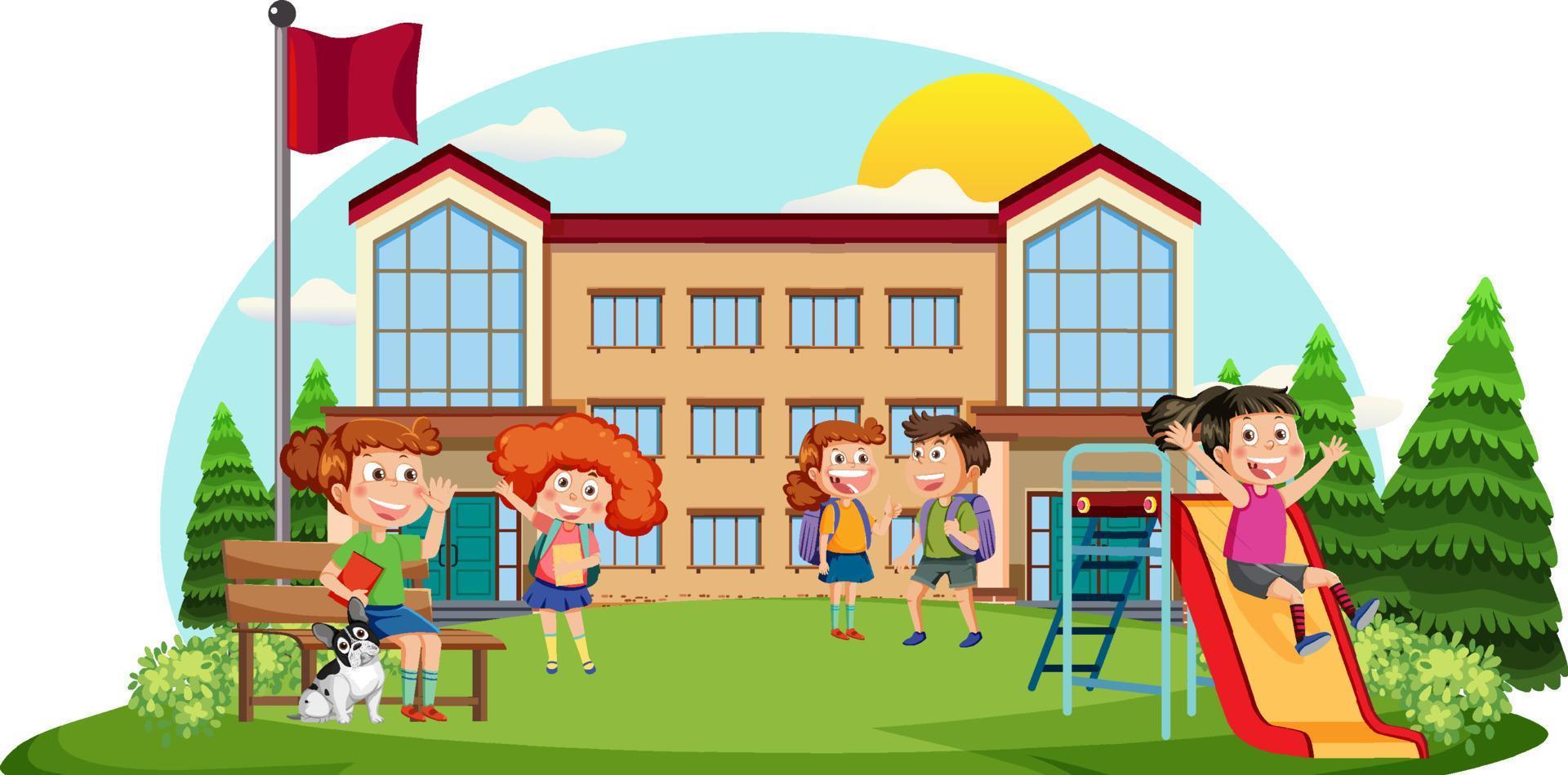 School playground with children vector