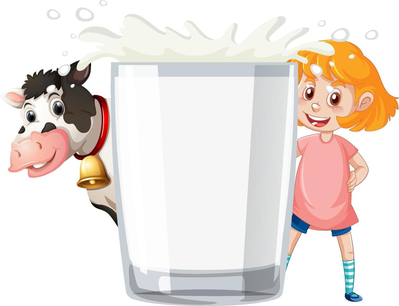 A glass of milk with cartoon character vector