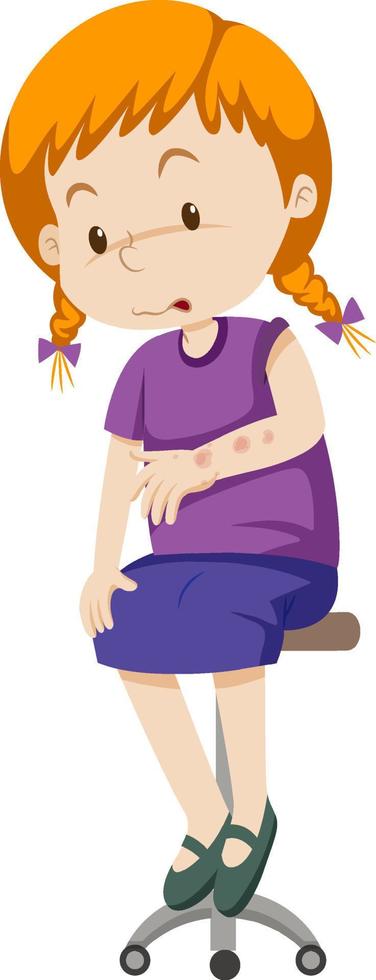 Cartoon character with skin rashes symptoms vector
