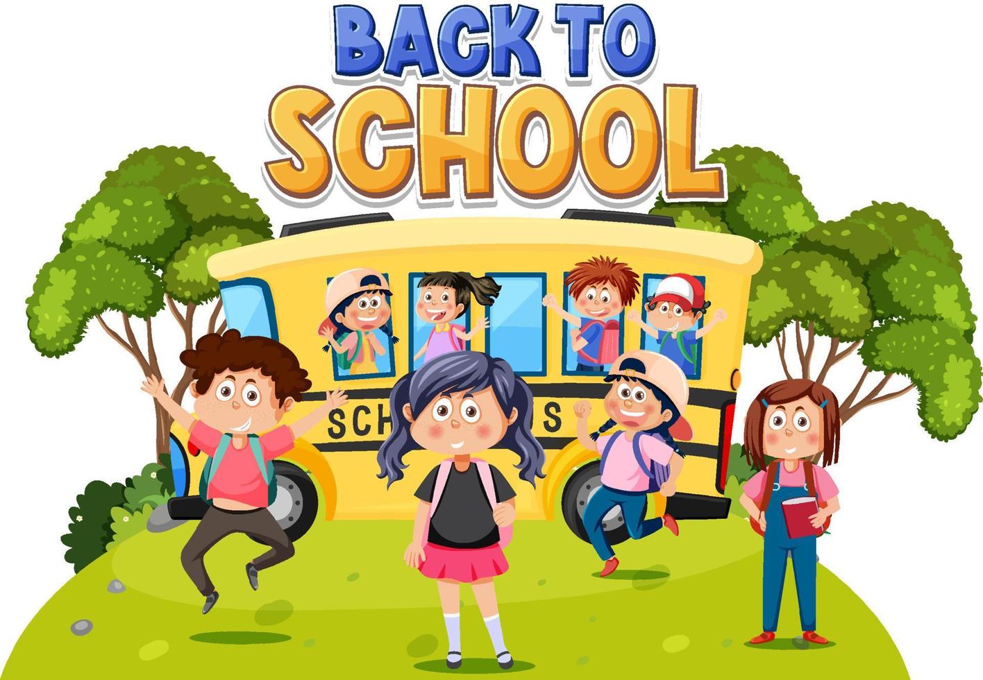 Back to school with student kids vector