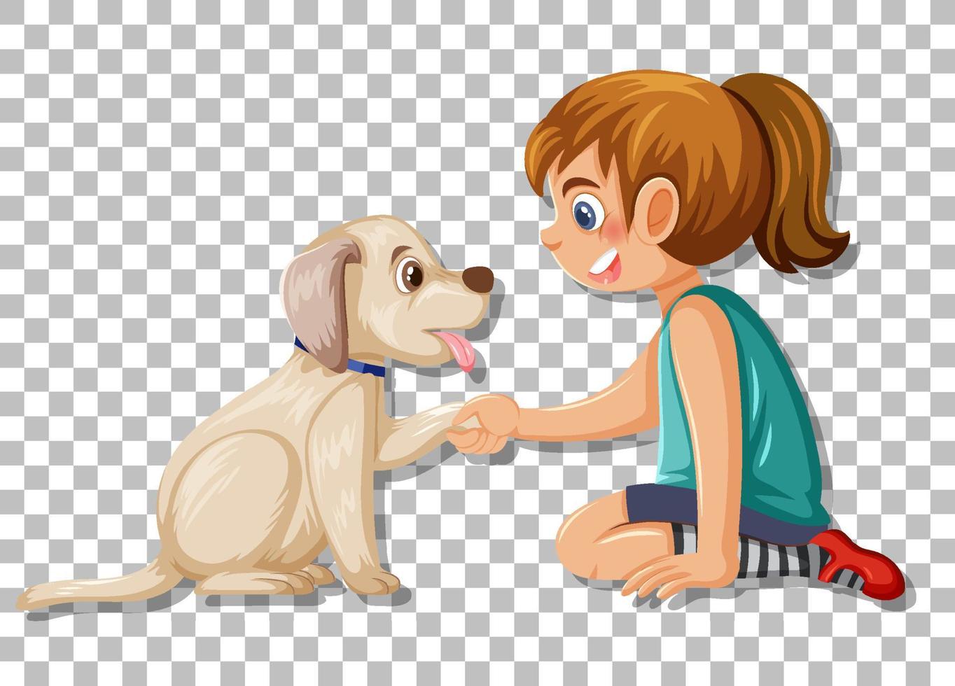 A girl playing with cute dog vector