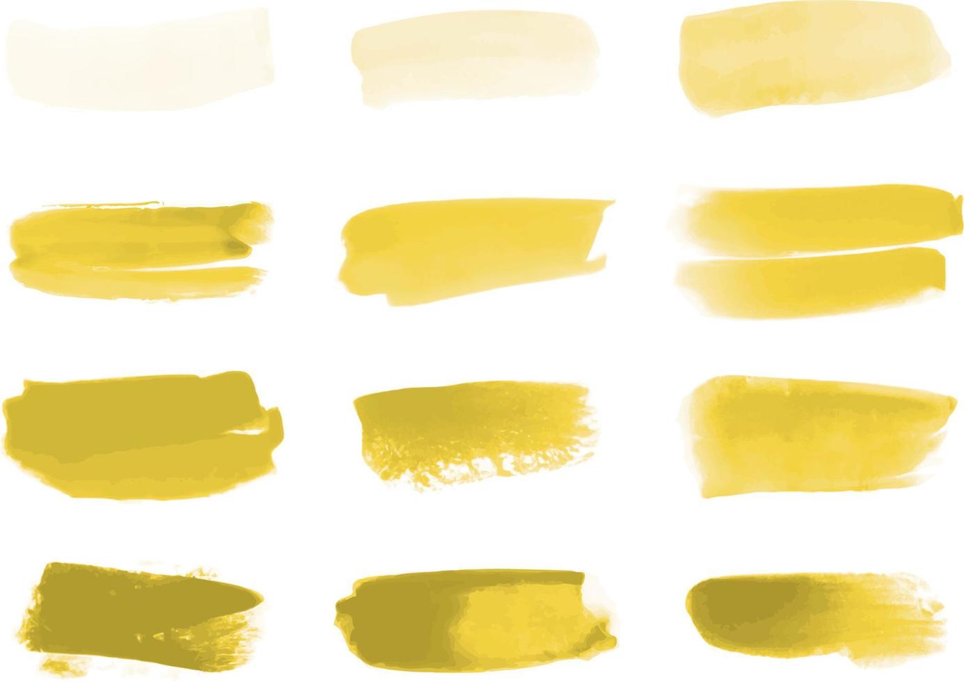 Set of yellow watercolor brush stroke vector