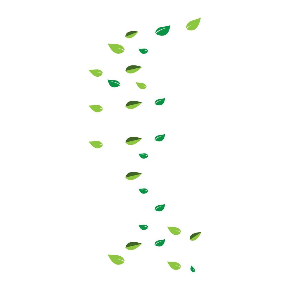 Flying green leaf icon vector