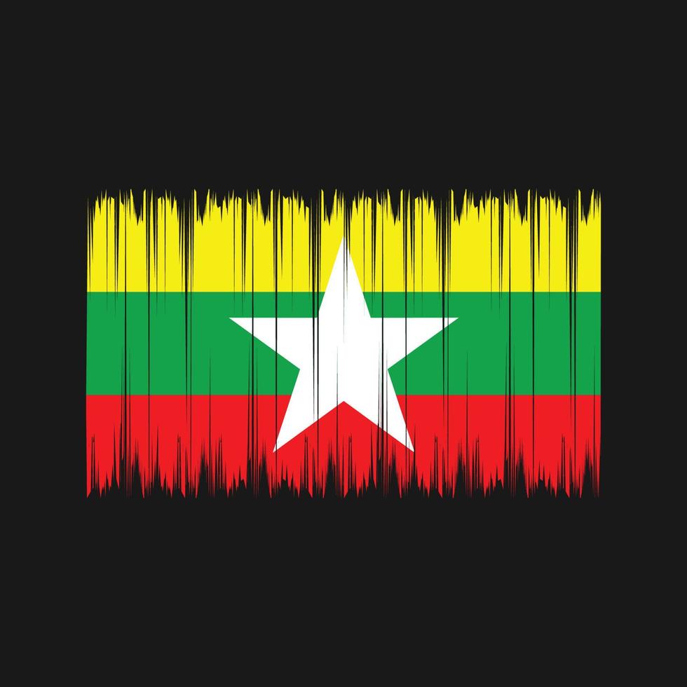 Myanmar Flag Brush. National Flag vector