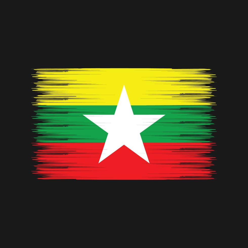 Myanmar Flag Brush. National Flag vector