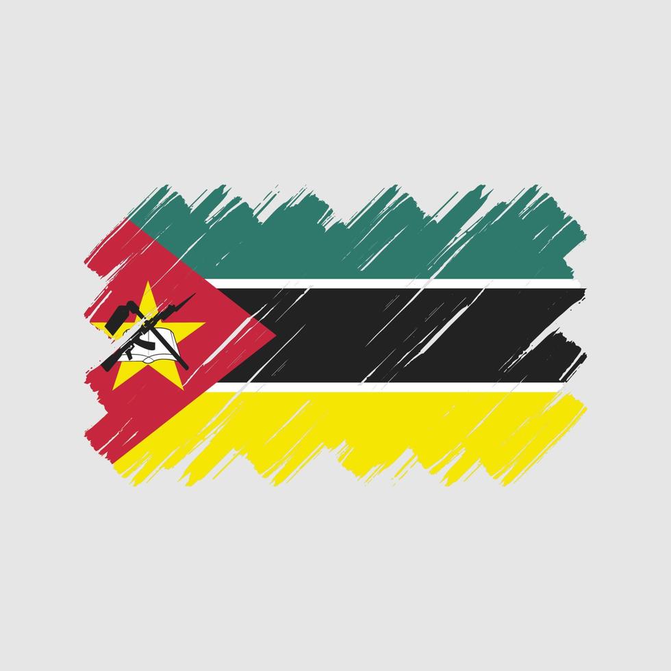 trazos de pincel de bandera de mozambique. bandera nacional vector